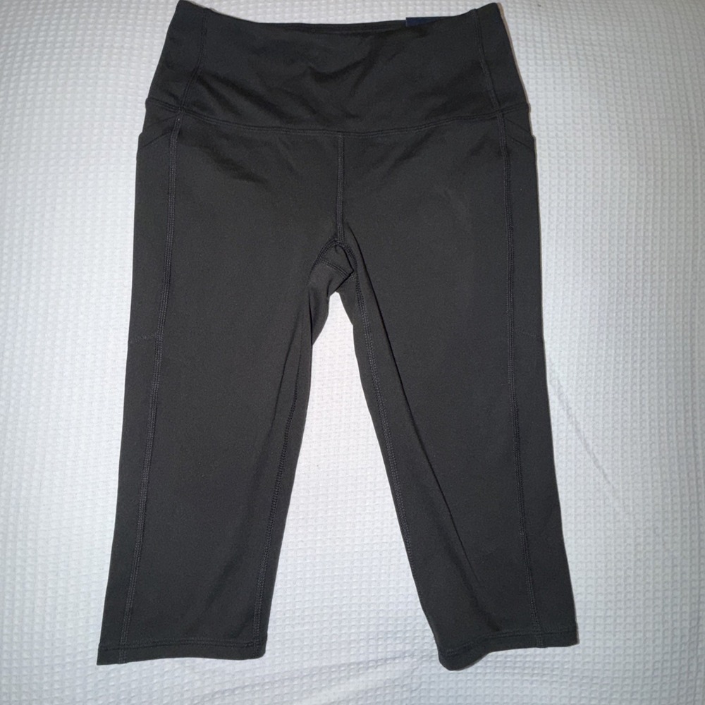 DSG Women Momentum High Rise Crop Blk Leggings W/Side Pockets Sz XS